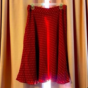 Flowy red polka dotted skirt